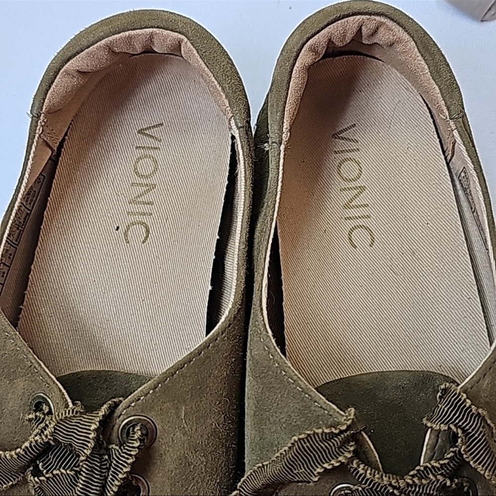 Vionic Suede Lace-Up Espadrilles Sandy Olive - Picture 8 of 12
